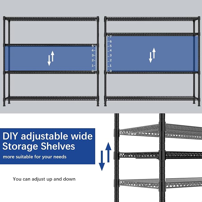 REGILLER 4-Wire Shelf Adjustable Heavy Duty Storage Shelves, Metal Organizer - Image 7