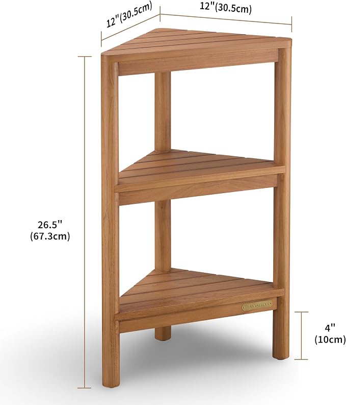 Fully Assembled Teak Corner Bath Shower Storage Stand, Corner Shelves, Shower - Image 6
