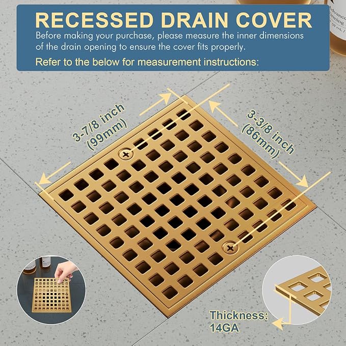 4" Champagne Bronze Shower Drain Cover - Image 3