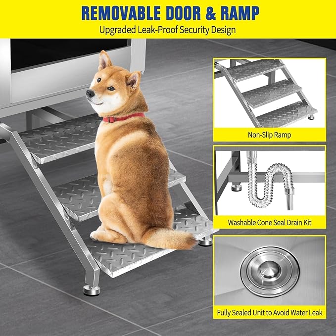 50" Stainless Steel Dog Washing Station, Pet Grooming Tub - Image 3