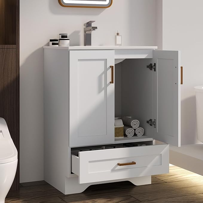 30 inch Bathroom Vanity with Sink, Modern White Vanity - Image 7