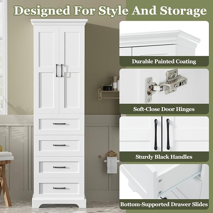 72" Tall Narrow Storage Cabinet - Image 5