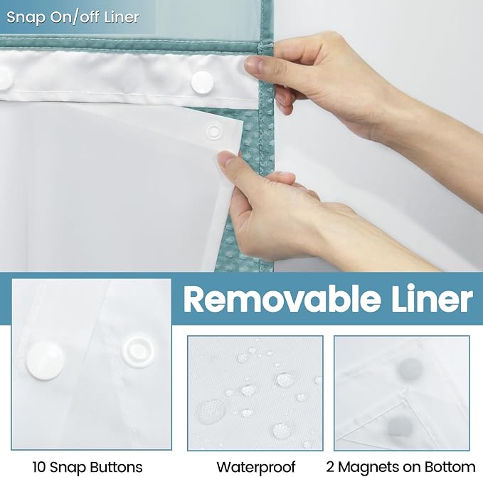 Teal Stall No Hook Shower Curtain - Image 6