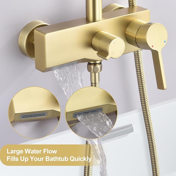 Brushed Gold Exposed Shower System - Image 8