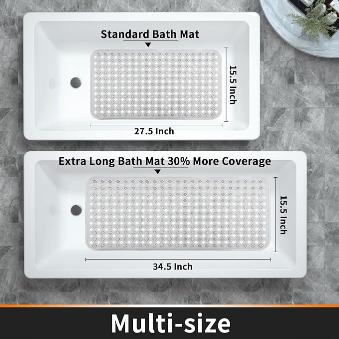 Yimobra Non Slip Bath Mat, Super Strong Suction Cups, 34.5"x15.5"Long Tub Mat - Image 6