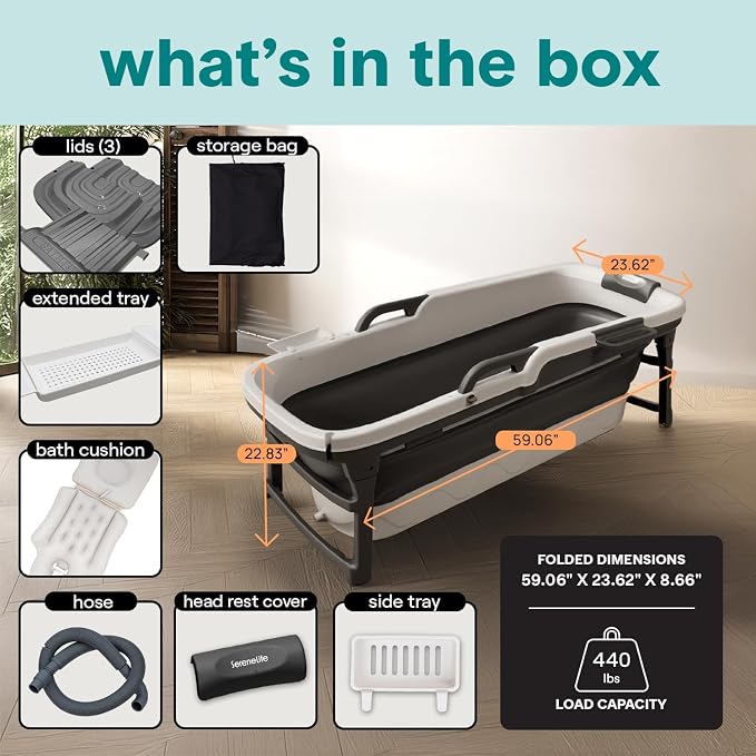 Serenelife 59" Portable Bathtub - Image 8