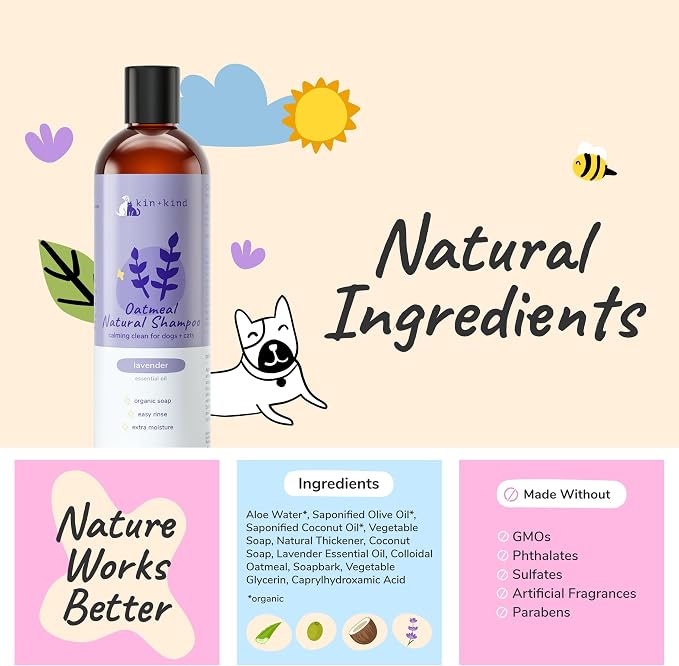 kin+kind Oatmeal Shampoo for Dogs & Cats – Natural Anti Itch Pet Shampoo for - Image 5