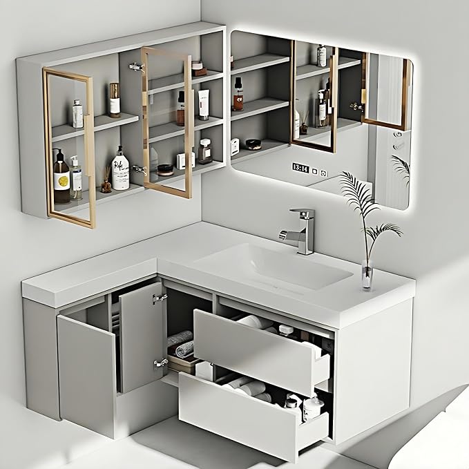 Modern L-Shaped Bathroom Vanity - - Image 3