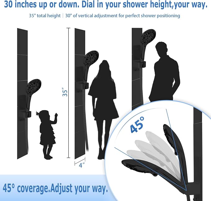 Modular Magnetic Handheld Shower Holder, 5-Section Customizable Sliding Rail - Image 3