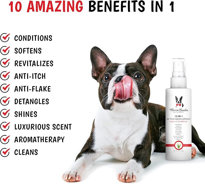 Warren London 10-in-1 Dog Spray & Rake Brush Combo | Detangles, Softens & - Image 2
