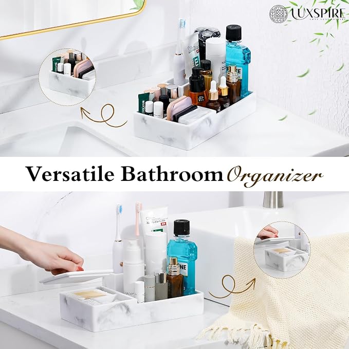 Luxspire Bathroom Counter Organizer, Marble Toothbrush Holder - Image 4
