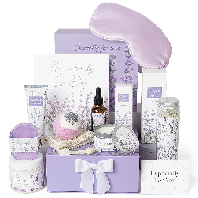 Lavender Spa Gifts Set, Relaxing Spa Gifts, Home Spa Products, Birthday Gifts by Frerdui