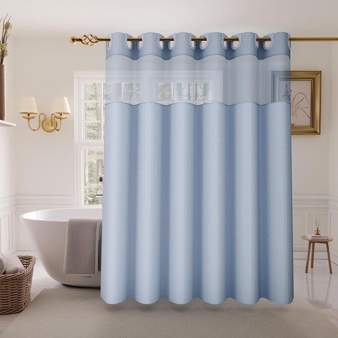 Inhousolu Extra Long No Hook Shower Curtain by INHOUSOLUHOMEDECOR
