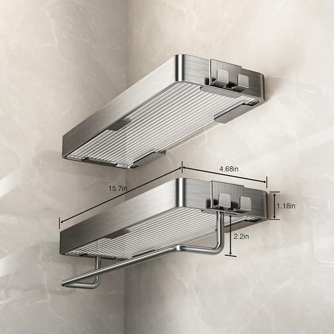 VOLPONE Stainless Steel Wall Mounted Bathroom Shelves - Image 6