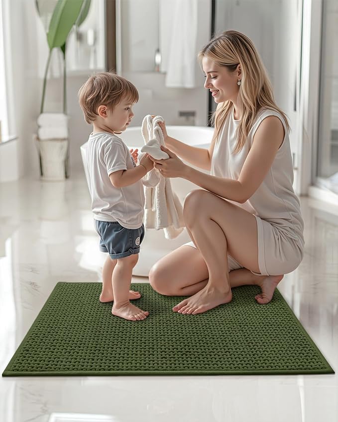 Color&Geometry Rubber Backed Waffle Bath Mat Non Slip Machine Washable Bathroom - Image 8