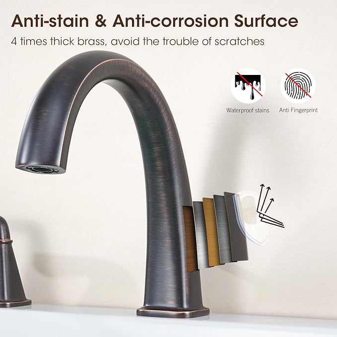 New Roman Tub Faucet with Sprayer, Bathtub Faucet Set Deck Mount, Brass 4 Hole - Image 3