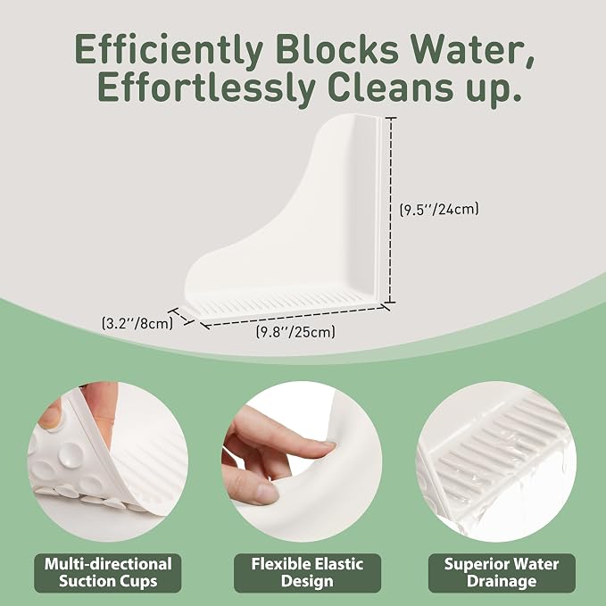 No-Adhesive 2-Pack All-Silicone Shower Splash Guard - Image 2