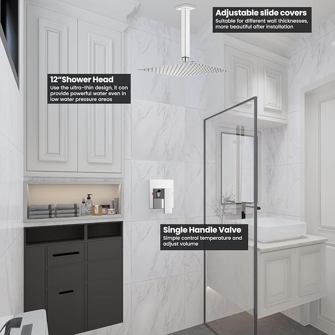 Airuida Shower Faucet Set and Handle Set Single Function Shower Trim Kit - Image 8