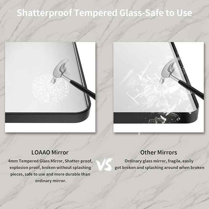 LOAAO Black Metal Framed Bathroom Mirror - Image 7