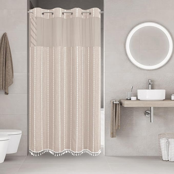 No Hook Stall Shower Curtain by EACHOPE