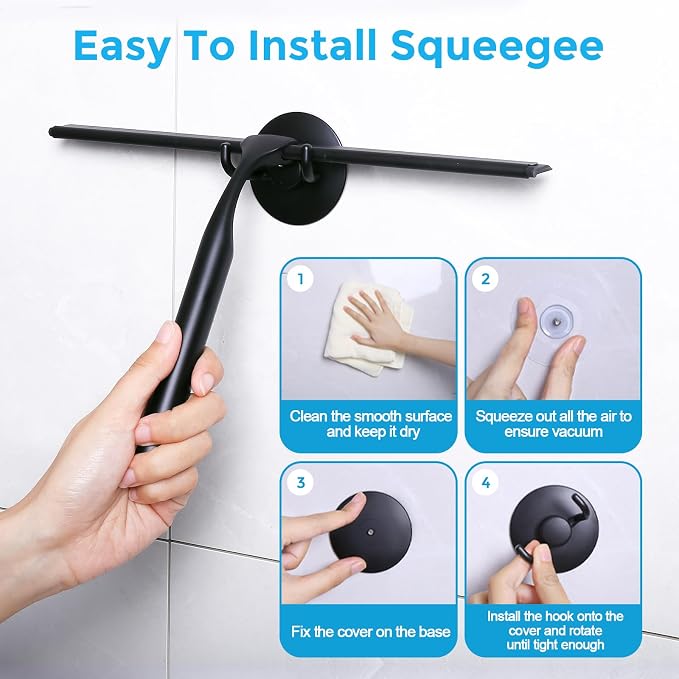 Quntis 10-Inch Matte Black Shower Squeegee - Image 7