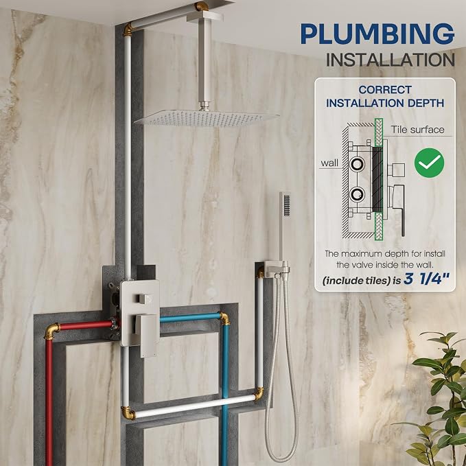 Ceiling Mount Shower Faucet Set, Shower System - Image 2