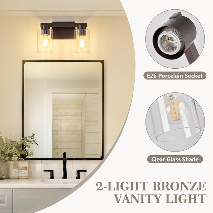 2-Light Bathroom Light Fixtures Modern Vanity Lights - Image 3