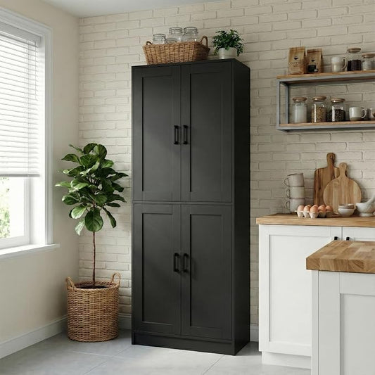 71" Tall Kitchen Pantry Cabinet, Freestanding Food Storage Organizer by DIYART