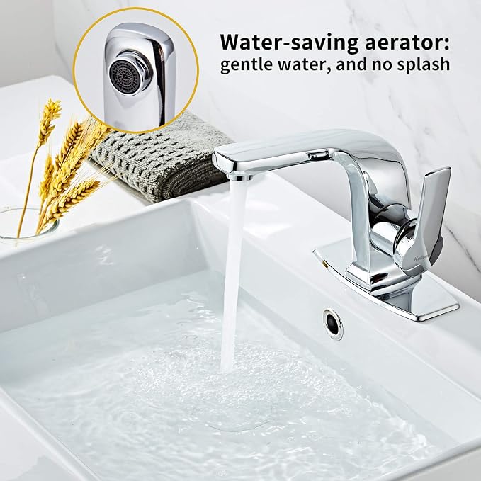 Modern Bathroom Faucet Chrome, Single Handle Commercial Bathroom Sink Faucet - Image 2