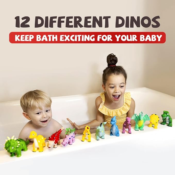 Hely Cancy Dinosaur Bath Toys for Toddler, No Hole Baby Bathtub Shower Water - Image 5