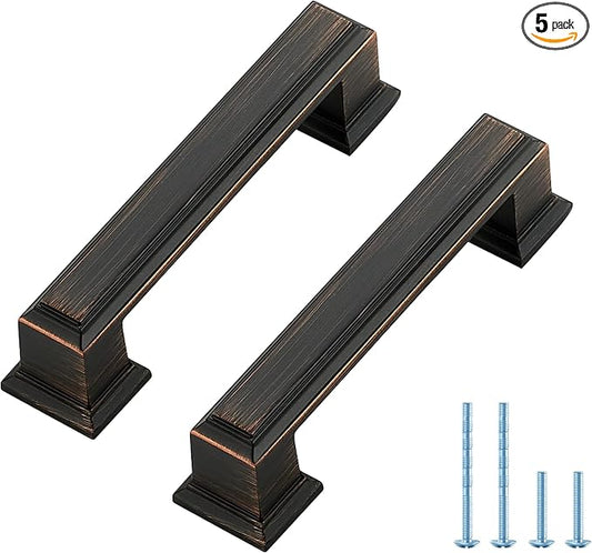 Ravinte Hardware 5 Pack Oil Rubbed Bronze Cabinet Pulls, 3 Inch Hole Center by RavinteHardware