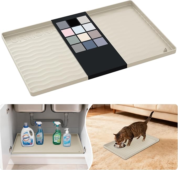 URMONA Waterproof Silicone Under Sink Mat 19'' x 12'' Shelf Liner by URMONA