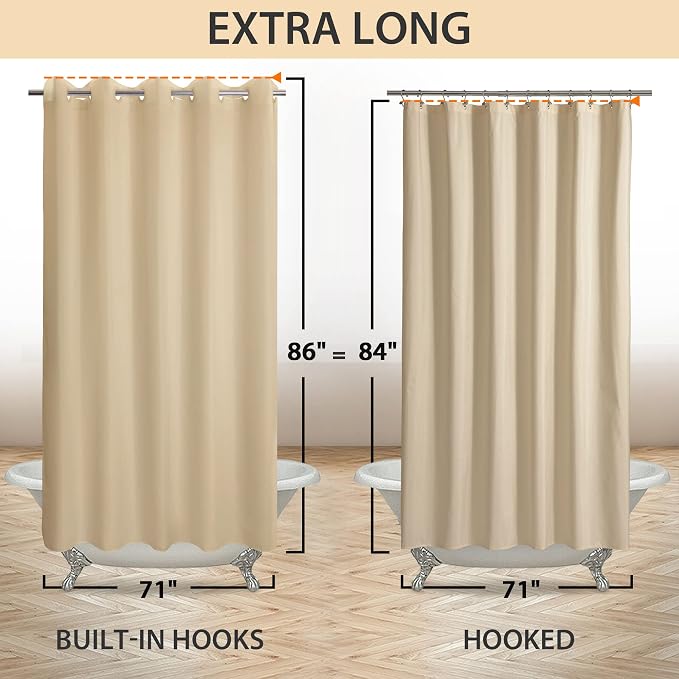 River Dream Extra Long No Hook Beige Shower Curtain or Liner - Image 6