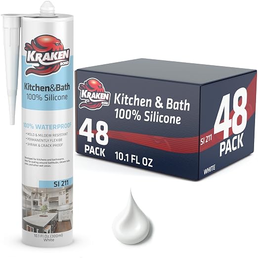 Kraken Bond Premium Kitchen and Bathroom Silicone Caulk White by KRAKENBOND