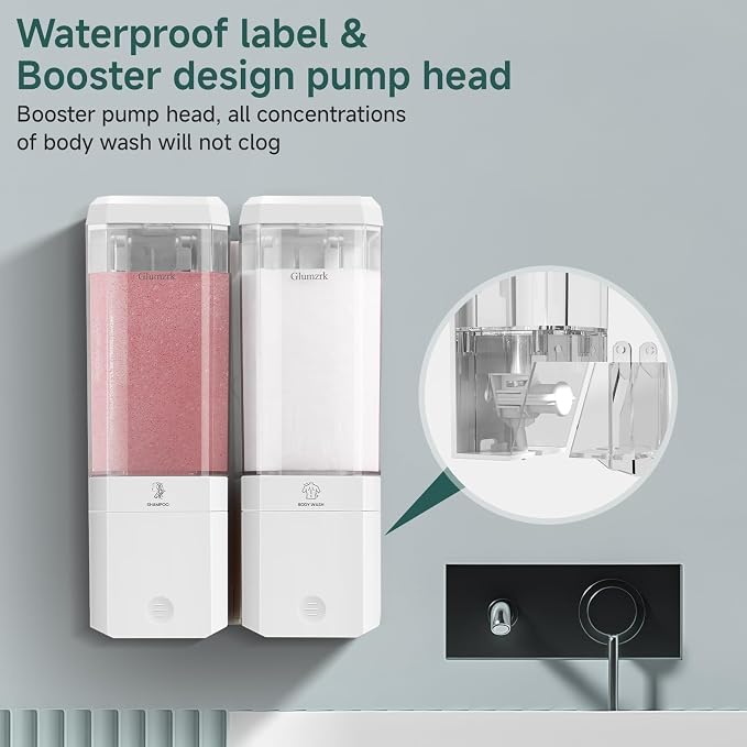 Shampoo and Conditioner Dispenser Wall Mounted No Drill, Shower Soap Dispenser - Image 4