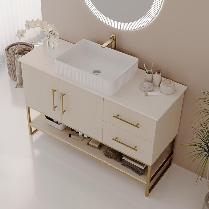 47.2" Bathroom Vanity with Sink Combo Set, Solid Wood Frame Bathroom Storage - Image 6