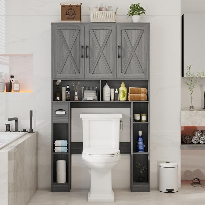 Over The Toilet Storage Cabinet, Farmhouse Toilet Cabinet Rack by Vabches