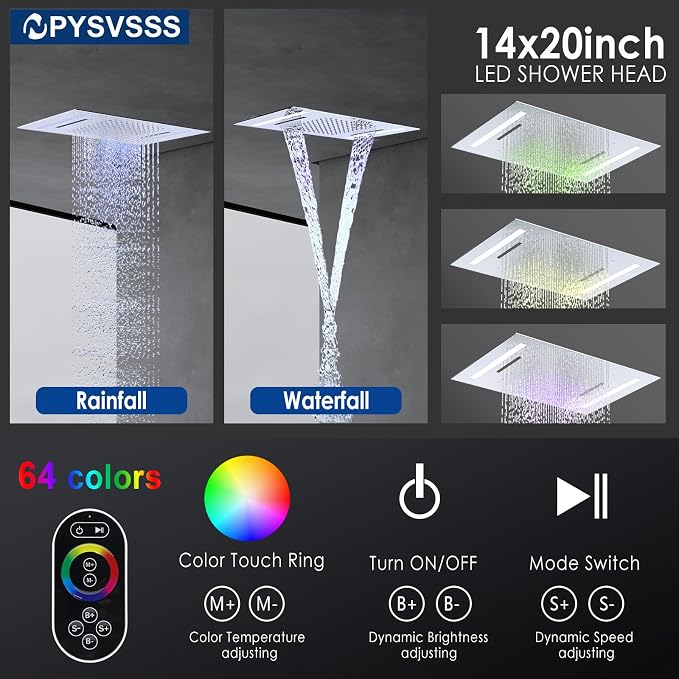 Multi Full Body Thermostatic Luxury Spa Shower System And 14x20 Inch LED 4 - Image 3