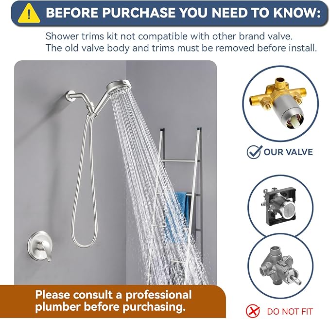 Shower Faucet Set with 7 Functions Handheld Shower Head Filter Shower Combo Set - Image 2
