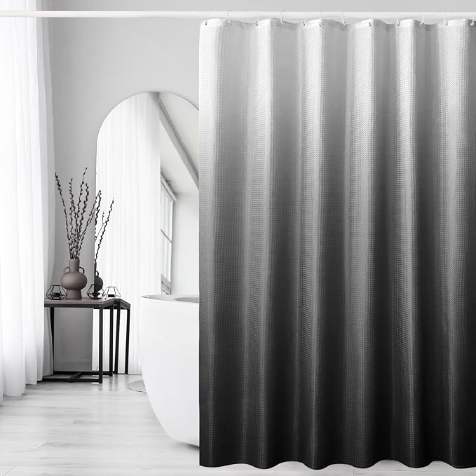 Gibelle Long Shower Curtain 72 x 78, Tall Black Ombre Shower Curtain by Gibelle