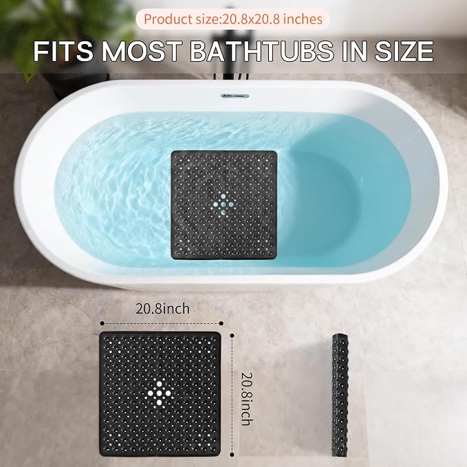 Anti-Slip Bathtub Shower mat, 20.8×20.8（Approximately 53×53cm） inch Soft - Image 3