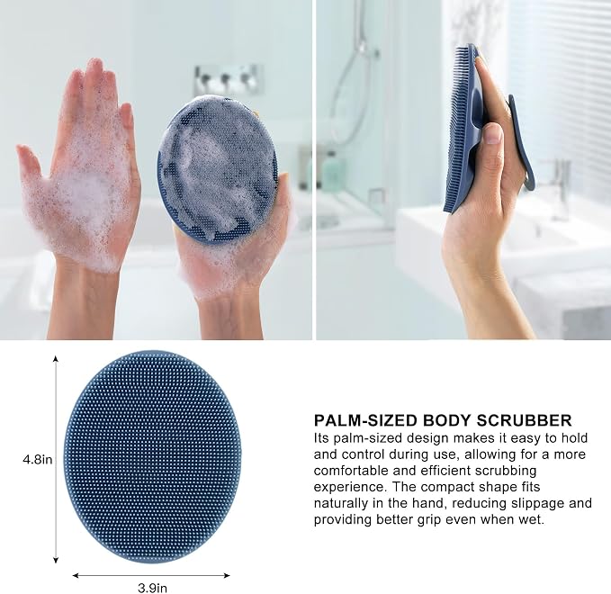 Food-Grade Soft Silicone Body Cleansing Brush Shower Scrubber, Gentle - Image 3