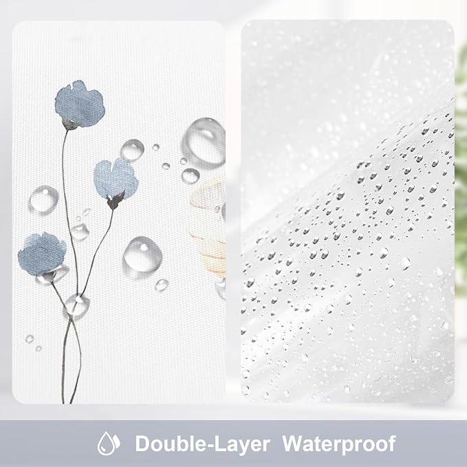 Gibelle 3 in 1 Shower Curtain Set, Waterproof Fabric Bathroom Curtain 72x72 - Image 4
