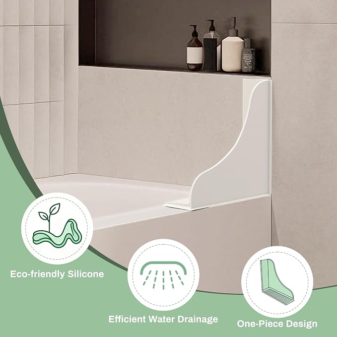 No-Adhesive 2-Pack All-Silicone Shower Splash Guard - Image 3