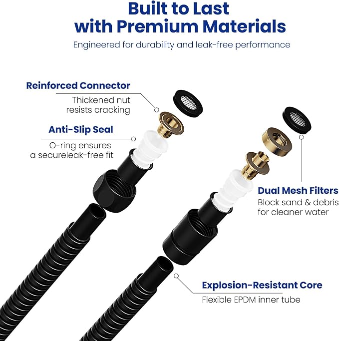 JOMOO Shower Hose, 118 Inch Extra Long Stainless Steel Handheld Shower Hose - Image 2