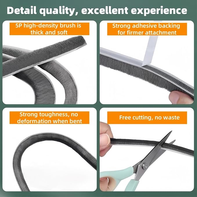 Window Weather Stripping Door Seal, 33FT Self-Adhesive Soundproofing Weather - Image 3