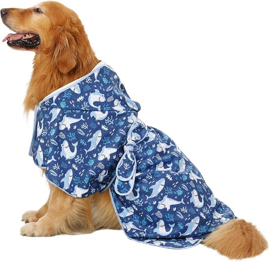HDE Dog Bathrobe Super Absorbent Quick Drying Puppy Towel Wrap Coat Adjustable by HDE