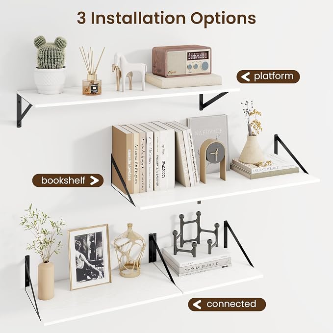 Fun Memories Floating Shelves for Wall, 12 Inch Deep Floating Shelves Set of 2 - Image 4