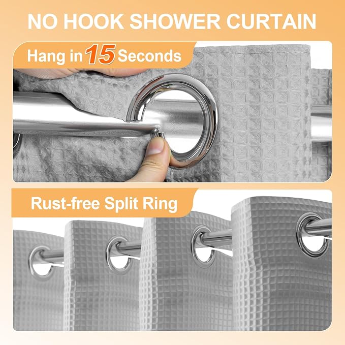 River Dream Grey Cotton Blend Shower Curtain - Image 2