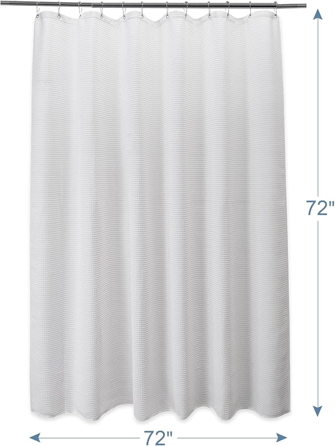 AmazerBath White Shower Curtain Fabric, Waffle Shower Curtain Polyester - Image 8